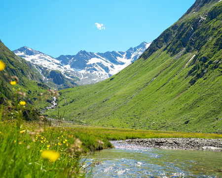 Goldener Herbst im sonnigen Ahrntal in Südtirol